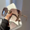 2024 New Fashion Cool Sunglasses Women Luxury Brand Letters Anti Strong Light Vintage Rimless Sun Glasses Ladies Gafas UV400 - Image 7