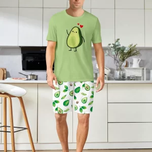 Men's casual pajamas home clothing fashionable style avocado series short sleeved shorts two-piece set for parent-child wear