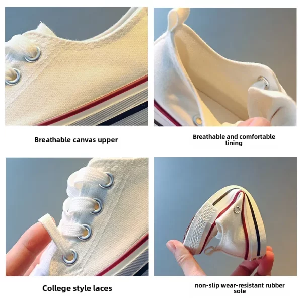 Children's Low-top Canva Shoes 2024 Spring New Style White Candy Color Men's Women's Children's Parent-child Board Shoes - Image 2