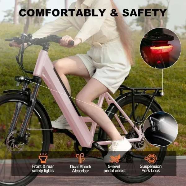 Electric Bike for Adults - 468Wh Removable Battery, 26 inch Step Thru Electric Bicycle, Peak 750W Brushless Motor Ebike, E-Bikes - Image 6