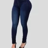 Woman's pure color jeans denim high waist jeans street play cultivate one's morality pants shaping figure with high waist jeans - Image 5