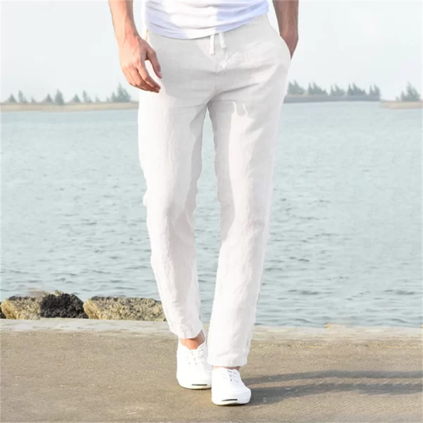 Men's Cotton Linen Pants Male Autumn New Breathable Solid Color Linen Trousers Fitness Streetwear S-3XL - Image 3