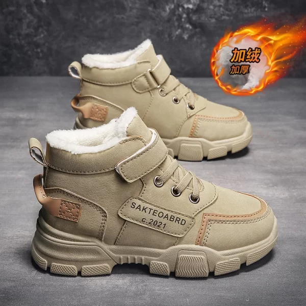 Winter Children's Boots Plus Velvet Warm Boys Girls Shoes Non-slip Waterproof New Kids Outdoor Shoes - Image 6