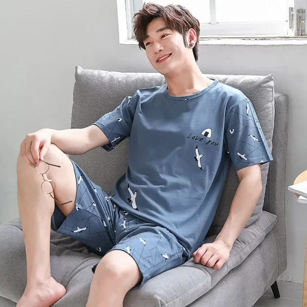 2 Piece Set Sleepwear Men Large Size Youth Pajamas Striped Bear Home Wear Man Nightwear Loungewear Comforts Breathable Casual - Image 4
