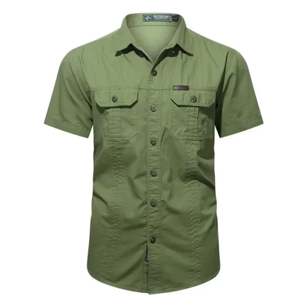 New Men's Work Shirt Casual Retro 100% Cotton Short Sleeve Flying Cargo Shirt Men's Summer Fishing Hunting Multi Pocket Shirt - Image 10