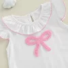 FOCUSNORM 0-18M Lovely Baby Girls Cute Rompers Bow Embroidery Ruffles Fly Sleeve Infant Bodysuits Jumpsuits - Image 5