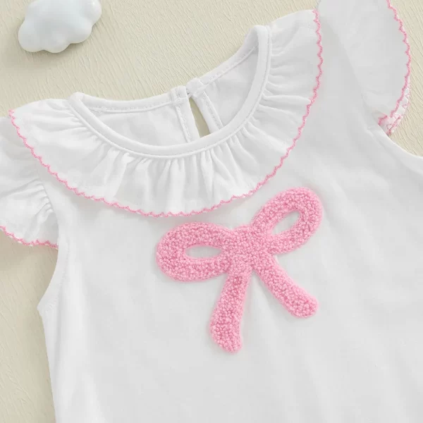 FOCUSNORM 0-18M Lovely Baby Girls Cute Rompers Bow Embroidery Ruffles Fly Sleeve Infant Bodysuits Jumpsuits - Image 5