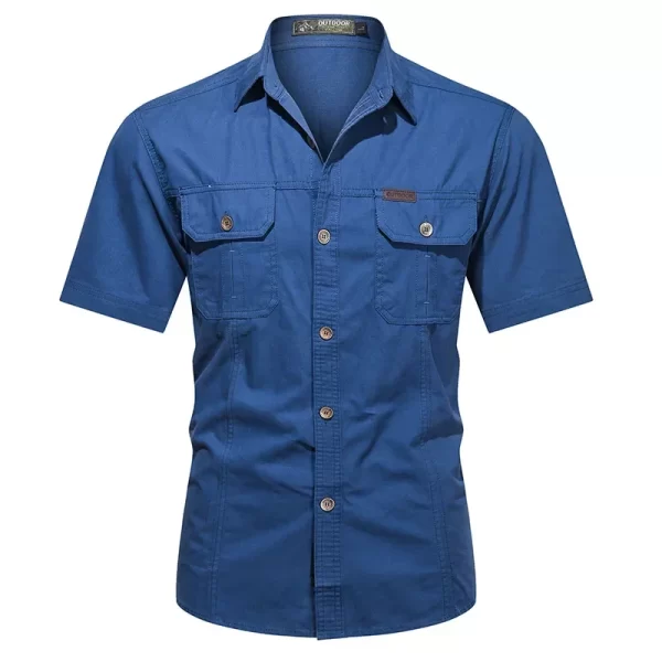 New Men's Work Shirt Casual Retro 100% Cotton Short Sleeve Flying Cargo Shirt Men's Summer Fishing Hunting Multi Pocket Shirt - Image 13