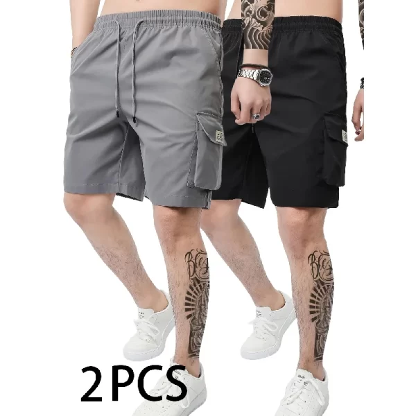 3-Piece Mixed Color Men's Elastic Waist Work Shorts With Side Pockets Suitable For Summer Outdoor Leisure And Work Man Clothing - Image 16