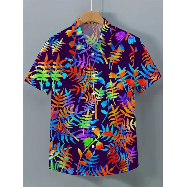 Floral Palm Tree 3d Print Shirts Fashion Hawaiian Shirt Short Sleeve Casual Beach Shirts Boys Single-Breasted Blouse Button Tops