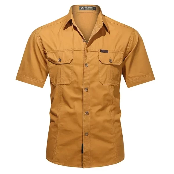 New Men's Work Shirt Casual Retro 100% Cotton Short Sleeve Flying Cargo Shirt Men's Summer Fishing Hunting Multi Pocket Shirt - Image 9
