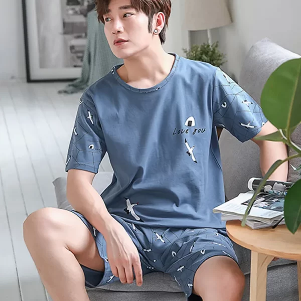 2 Piece Set Sleepwear Men Large Size Youth Pajamas Striped Bear Home Wear Man Nightwear Loungewear Comforts Breathable Casual - Image 5