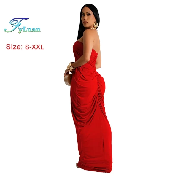 Summer Dress Woman 2025 New Deep V Neck Strapless Sleeveless Evening Prom Clothes Sexy Off Shoulder Backless Ladies Long Dress - Image 3