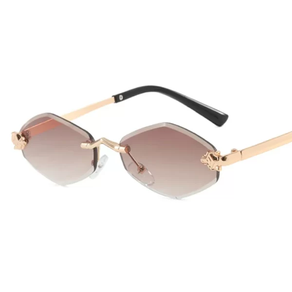 Fashion Small Polygonal Sunglasses for Women Luxury Brand Rmless Brown Rhombus Sun Glasses Woman Vintage Metal Shades Eyewear - Image 4