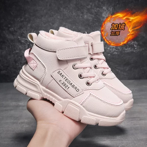 Winter Children's Boots Plus Velvet Warm Boys Girls Shoes Non-slip Waterproof New Kids Outdoor Shoes - Image 4