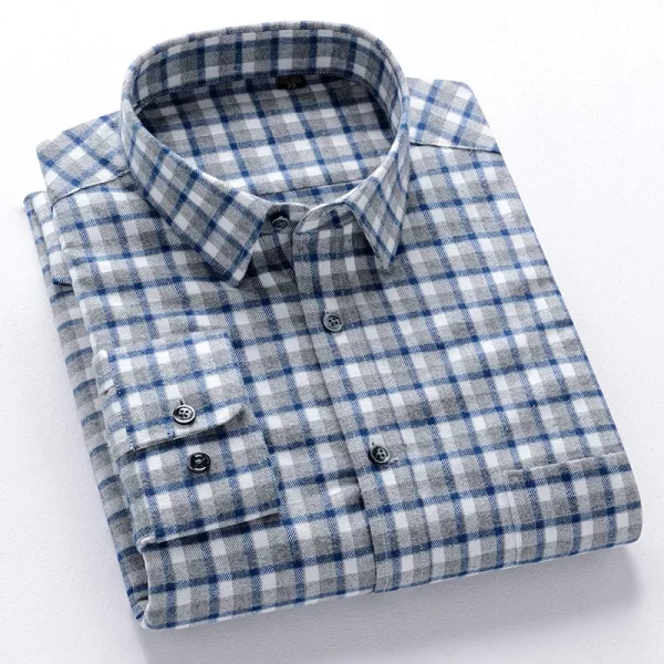 BROWON Brand Long Sleeves Shirts for Men Turn-down Collar 2025 Autumn Casual Plaid Shirts Men Spring 100% Cotton Work Tops Man - Image 8