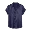 Summer Men Shirt Turn-down Collar Single-breasted Short Sleeve Loose Satin Applique Button Mid Length camisa para hombre - Image 2