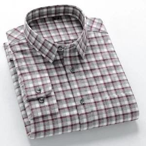 BROWON Brand Long Sleeves Shirts for Men Turn-down Collar 2025 Autumn Casual Plaid Shirts Men Spring 100% Cotton Work Tops Man