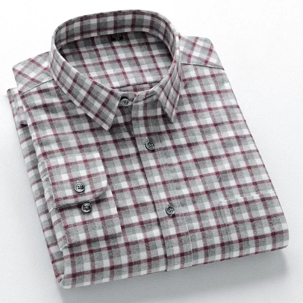 BROWON Brand Long Sleeves Shirts for Men Turn-down Collar 2025 Autumn Casual Plaid Shirts Men Spring 100% Cotton Work Tops Man