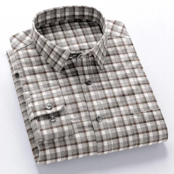BROWON Brand Long Sleeves Shirts for Men Turn-down Collar 2025 Autumn Casual Plaid Shirts Men Spring 100% Cotton Work Tops Man - Image 7