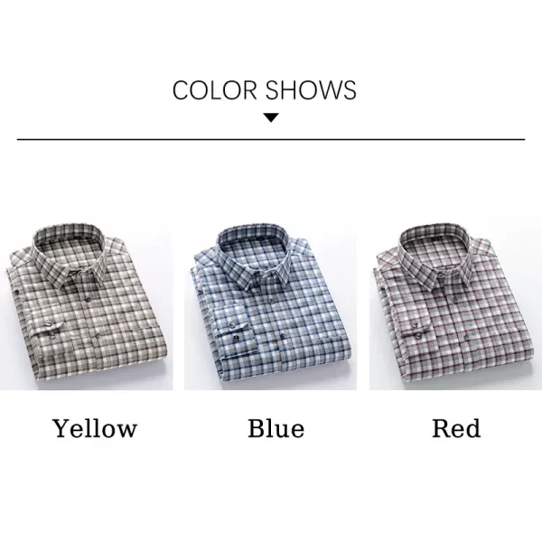 BROWON Brand Long Sleeves Shirts for Men Turn-down Collar 2025 Autumn Casual Plaid Shirts Men Spring 100% Cotton Work Tops Man - Image 4