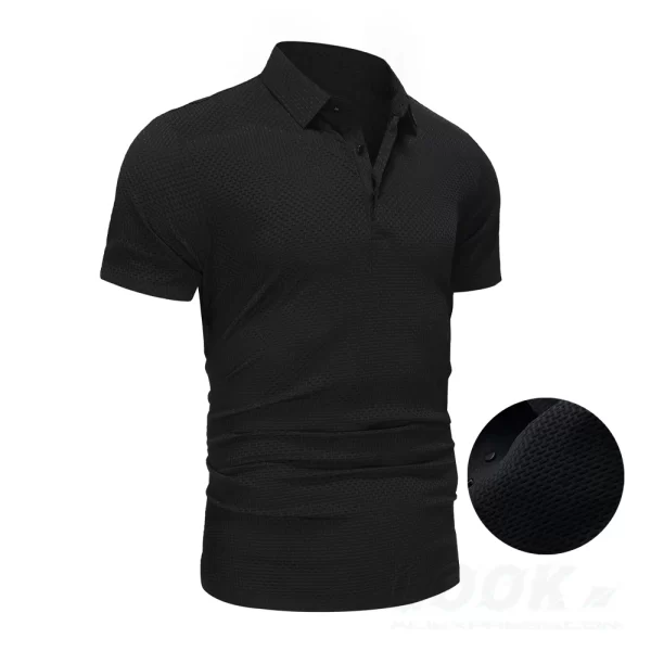 Upto EUR Sizes Tall Man Brand Top-Quality Men's Golf Shirt Lop-up Hollow Short-sleeved Polo Shirt SummerIce Silk Breathable Tee - Image 7