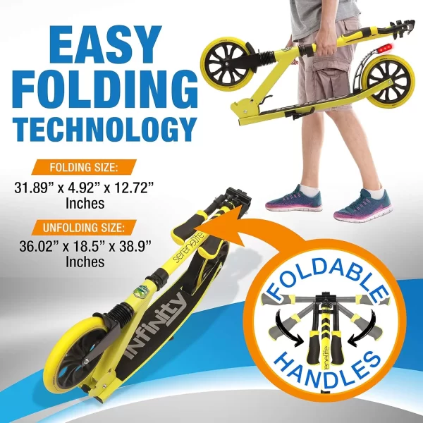 Kick Scooter Adult Teenagers Kids- 2 Wheel Kids Scooter with Adjustable T-Bar Handlebar - Alloy Anti-Slip Deck - Portable Foldin - Image 5
