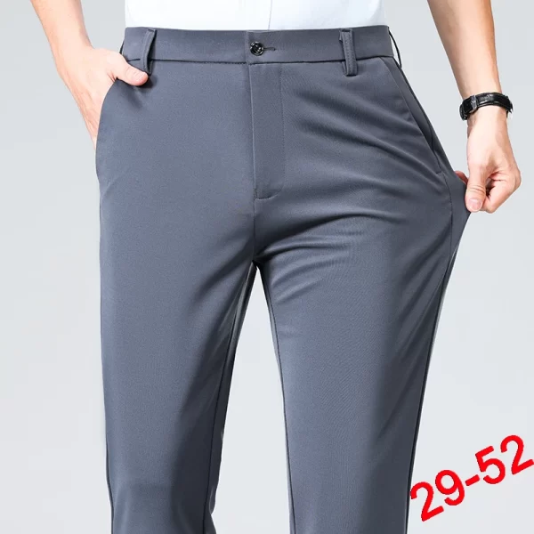 Plus Size Trousers Men Business Suit Pants Stretch Formal Dress Pants Big Man Classic Black Trousers - Image 4