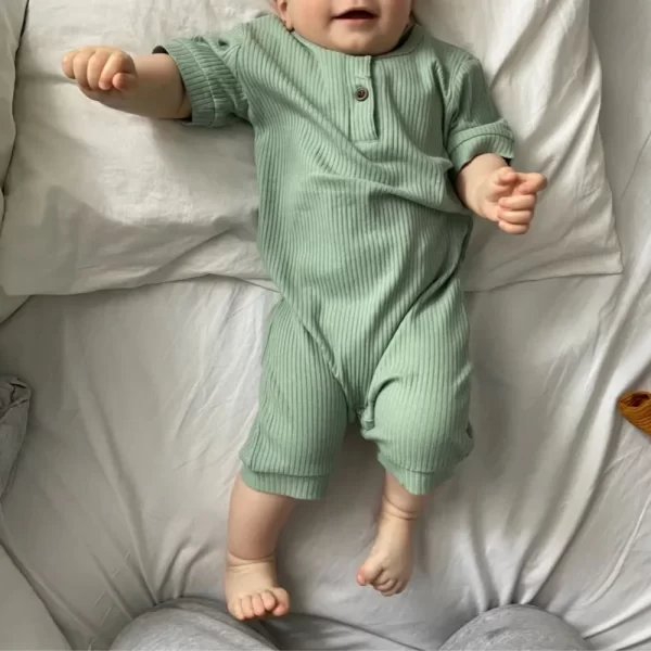 2025 Summer Newborn Baby Rompers Infant Boy Onesie Short Sleeve Soild Cotton Casual Clothes Toddler Girl Jumpsuit Pajamas 0-24M - Image 2
