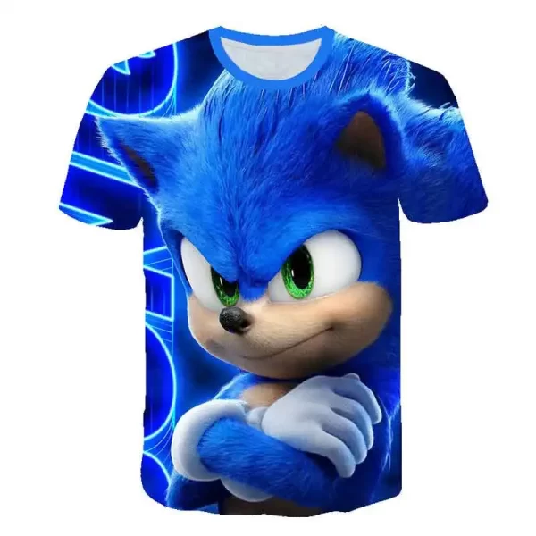 Sonic Fashion Girl 3D Top T-shirt Short Sleeve+Shorts Two Piece Set Girls and Boys Children's Top Short Sleeve - Image 13