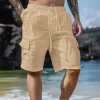 Summer Fashion Loose White Cargo Shorts Men's Handsome Streetwear Beachwear Solid Color With Pockets Shorts Workout Pants 2024 - Image 4
