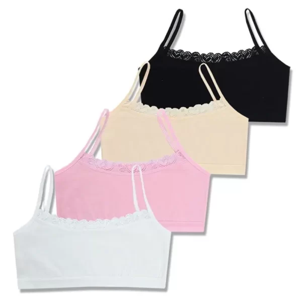 4pcs/Lot Children's Breast Care Girl Bra 8-14 Years Hipster Cotton Teens Teenage Underwear Summer Kids Lace Vest - Image 10