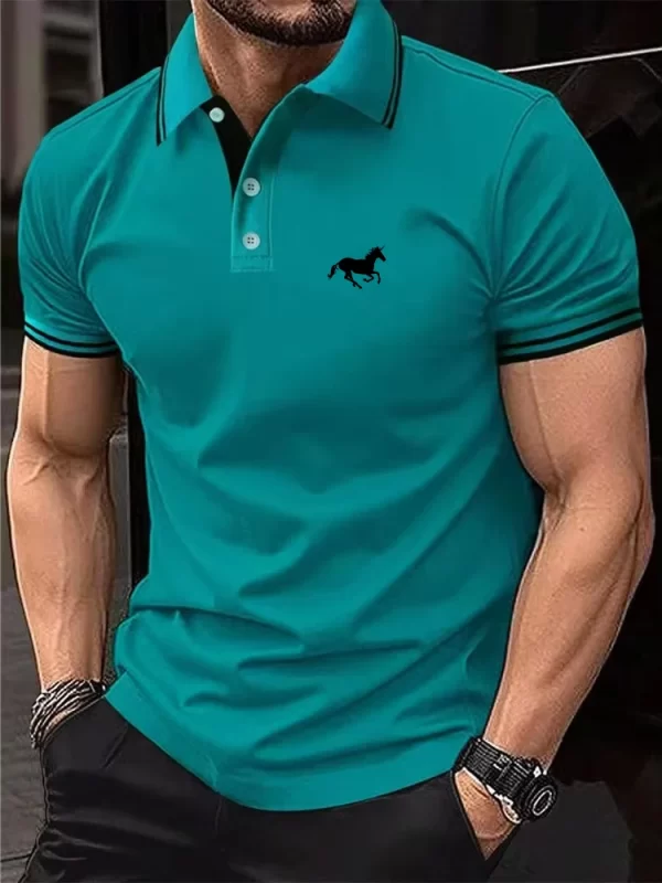 New Men's T-shirt Classic Short sleeved Polo Shirt Summer Top Casual T-shirt Button Lapel Super Large S-3XL Casual Polo Shirt - Image 4