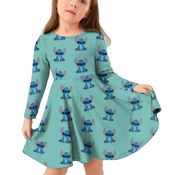 Stitch Short Dresses Casual Children's Clothes 2024 Party Girls Autumn Dress Child Costume 2 To 14 Years Girl Holiday Kids Top - Image 18