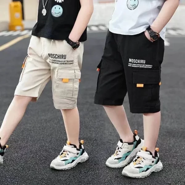 3 Color New Summer Teenage Boys Pants Casual Letter Short Trousers For Kids 4-14 Years Children Comfortable Pants - Image 4