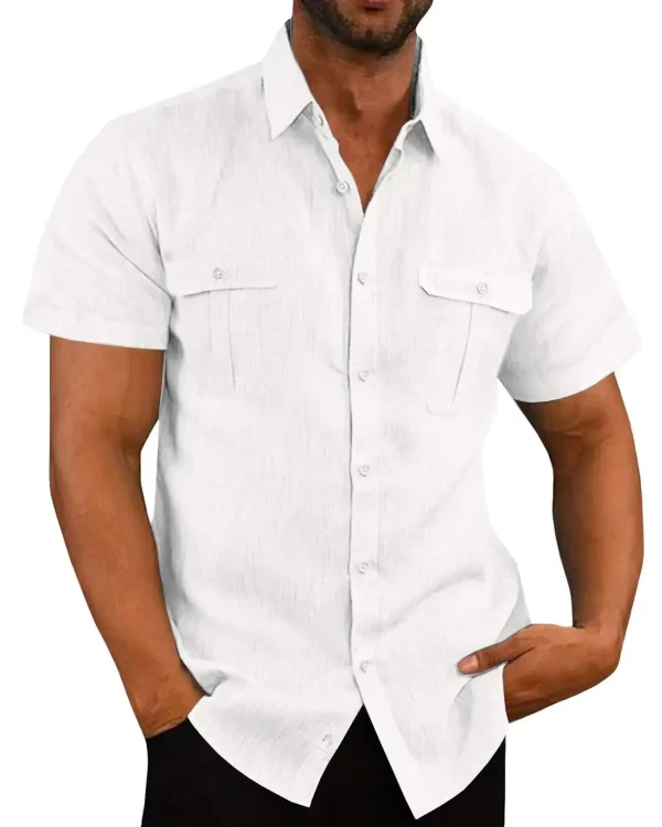 Cotton Linen Hot Sale Men Short-Sleeved Shirts Summer Solid Color Comfort Collar Casual Beach Style Plus SizeMale Shirts M-5XL - Image 5