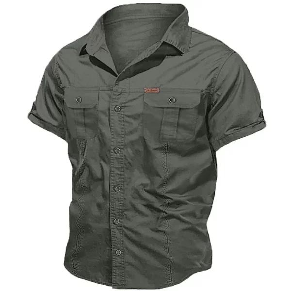 New Men's Work Shirt Casual Retro 100% Cotton Short Sleeve Flying Cargo Shirt Men's Summer Fishing Hunting Multi Pocket Shirt - Image 7