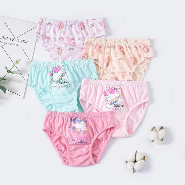 5Pcs/Set Assorted Styles Cute Cartoon Girls Underwear Panties Cotton Panty Girl Children Soft Underpants Breathable Girls Briefs - Image 2