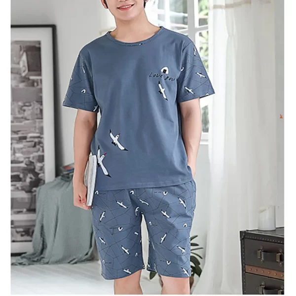 2 Piece Set Sleepwear Men Large Size Youth Pajamas Striped Bear Home Wear Man Nightwear Loungewear Comforts Breathable Casual - Image 6