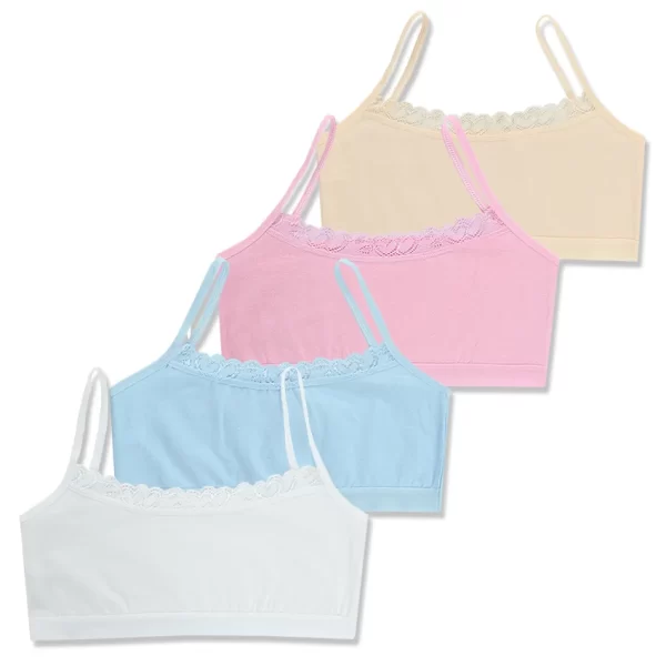 4pcs/Lot Children's Breast Care Girl Bra 8-14 Years Hipster Cotton Teens Teenage Underwear Summer Kids Lace Vest - Image 16