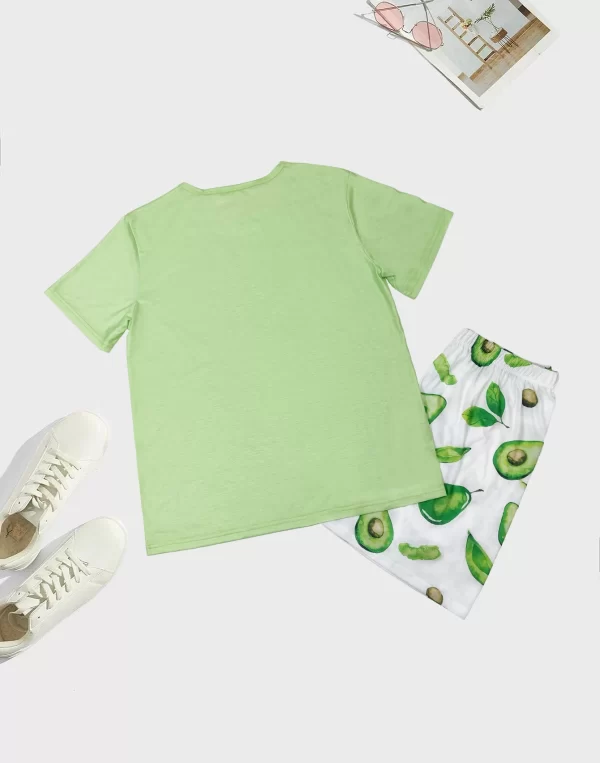 Men's casual pajamas home clothing fashionable style avocado series short sleeved shorts two-piece set for parent-child wear - Image 3