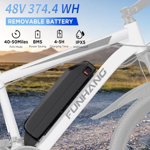 Electric Bike for Adults，26'' 1000W Peak Ebike, Up to 50 Miles 21.7MPH Electric Mountain Bike with 48V 374.4WH Removable Battery - Image 3
